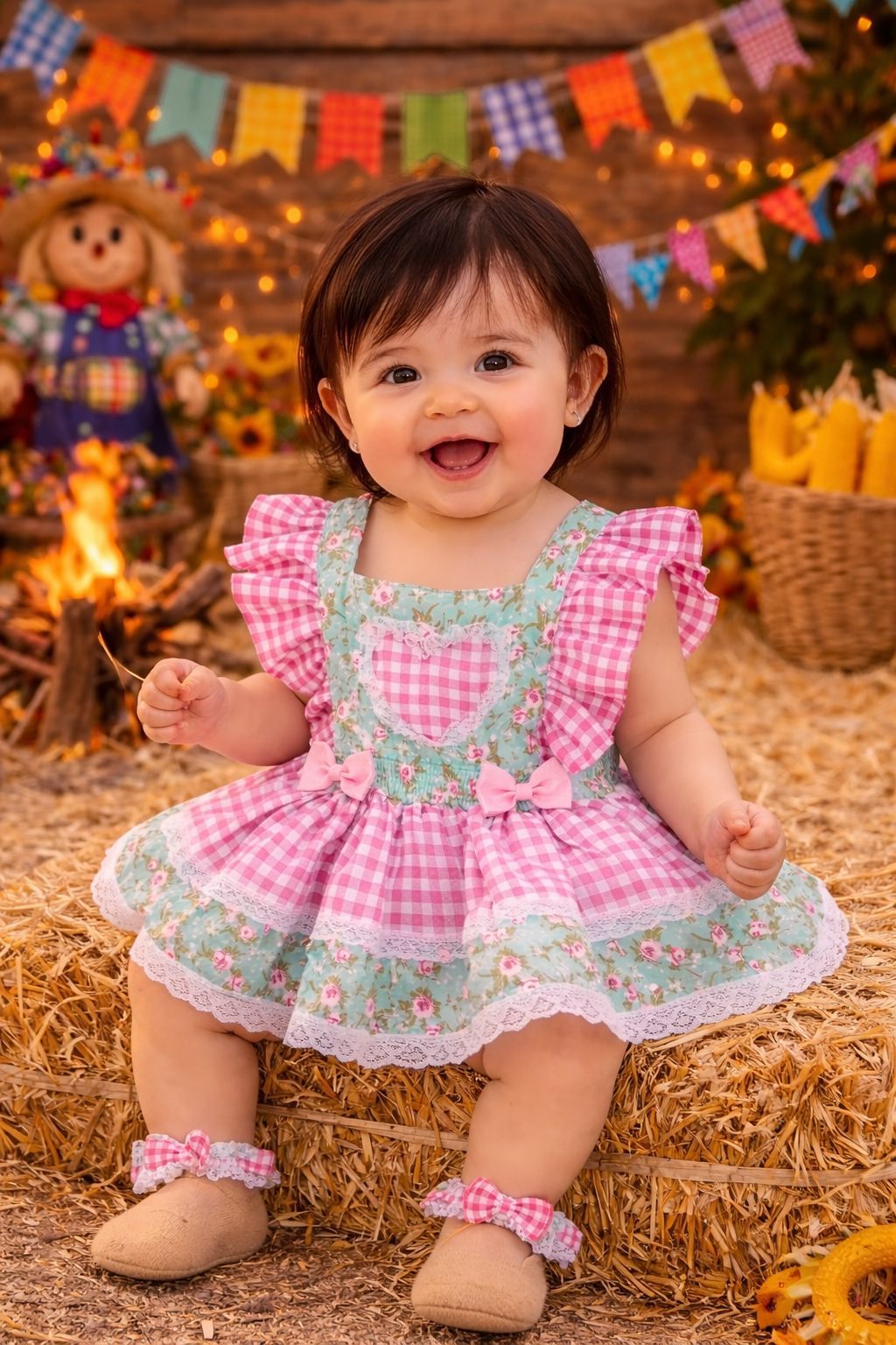 Romper Junino Floral Bebê Menina - Imagem 6