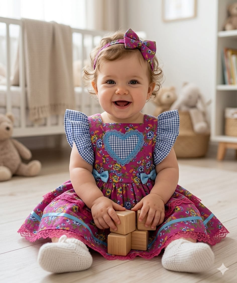 Romper Junino Floral Bebê Menina - Imagem 4
