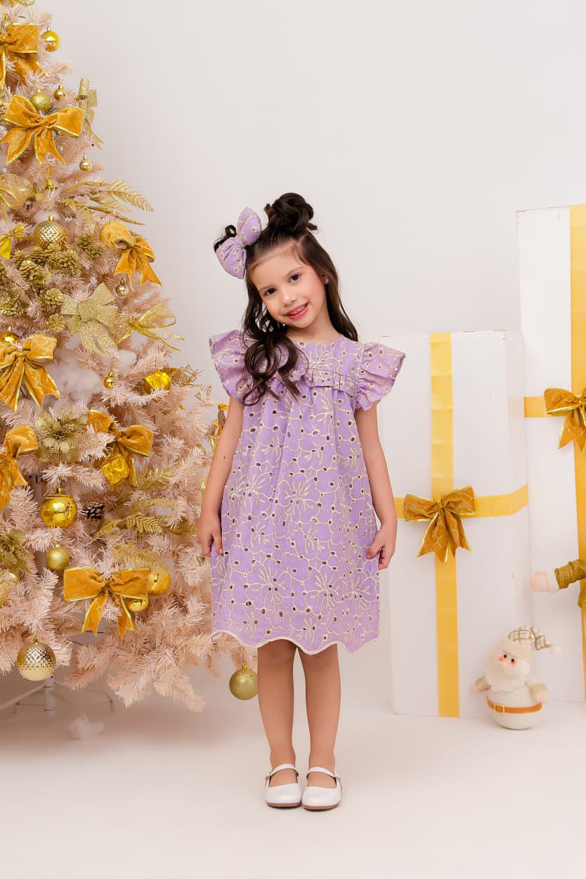 Vestido infantil Laíse bordado de luxo verde água renda lasie - Imagem 10