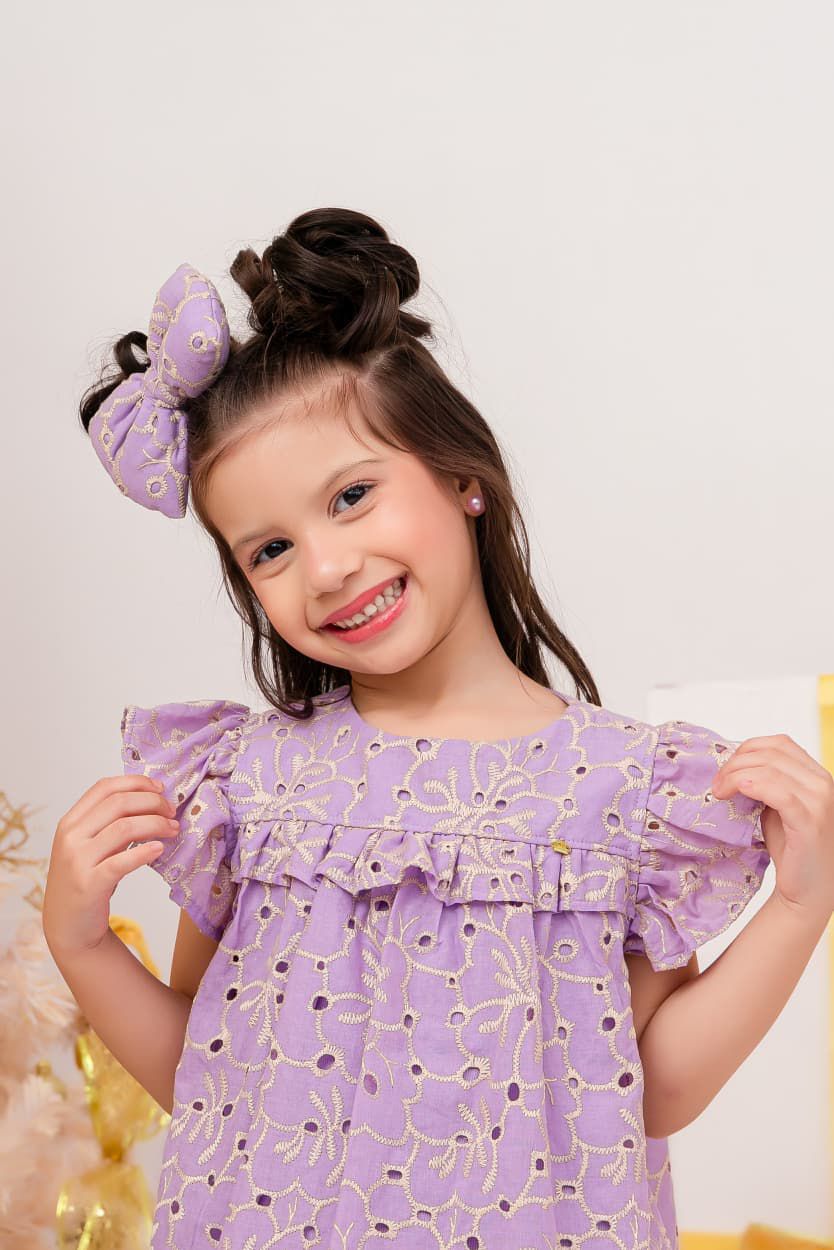 Vestido infantil Laíse bordado de luxo verde água renda lasie - Imagem 9