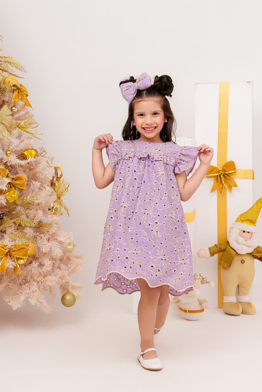 Vestido infantil Laíse bordado de luxo verde água renda lasie - Imagem 8