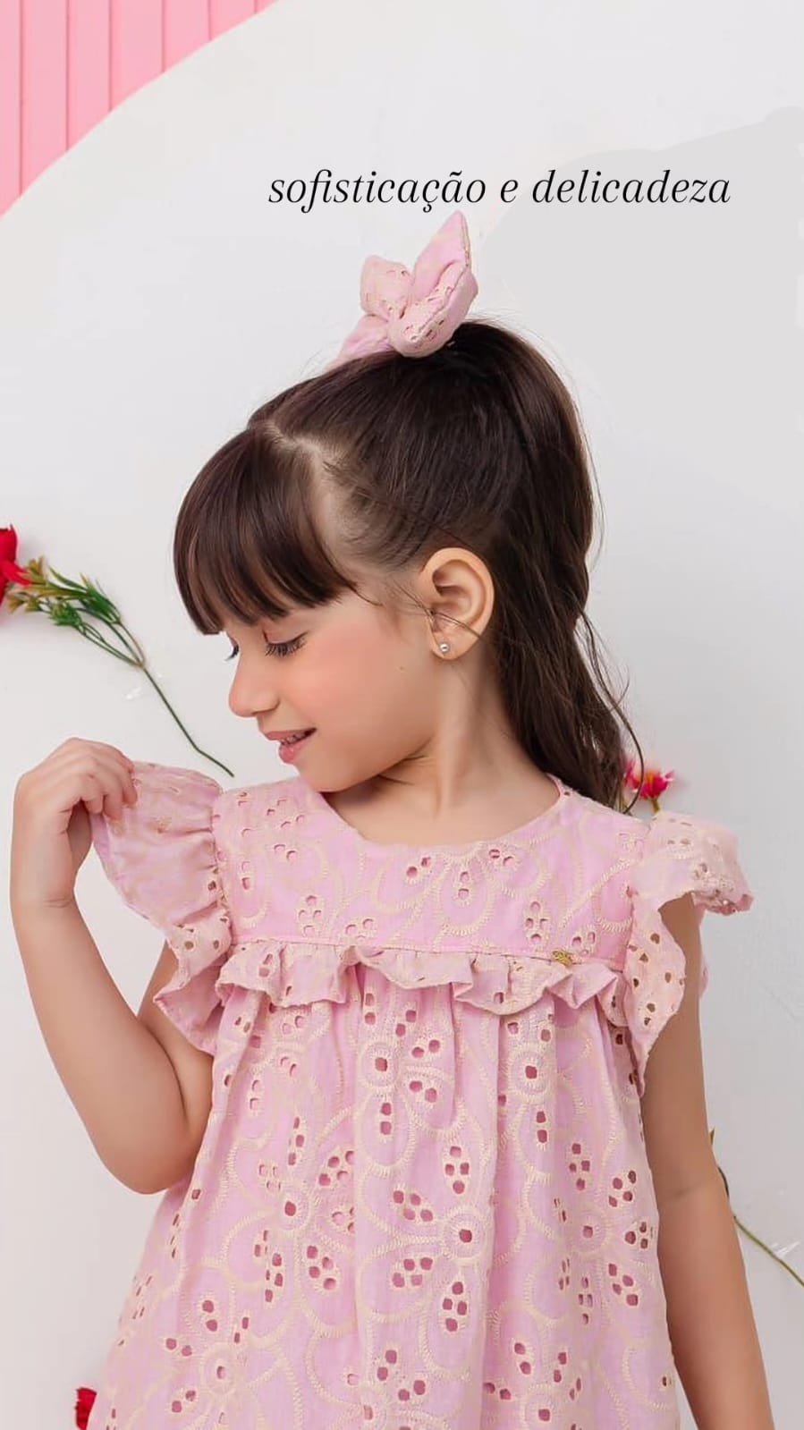 Vestido infantil Laíse bordado de luxo verde água renda lasie - Imagem 7