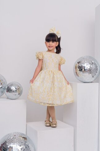 Vestido Luz de luxo infantil dourado aniversário daminha  menina