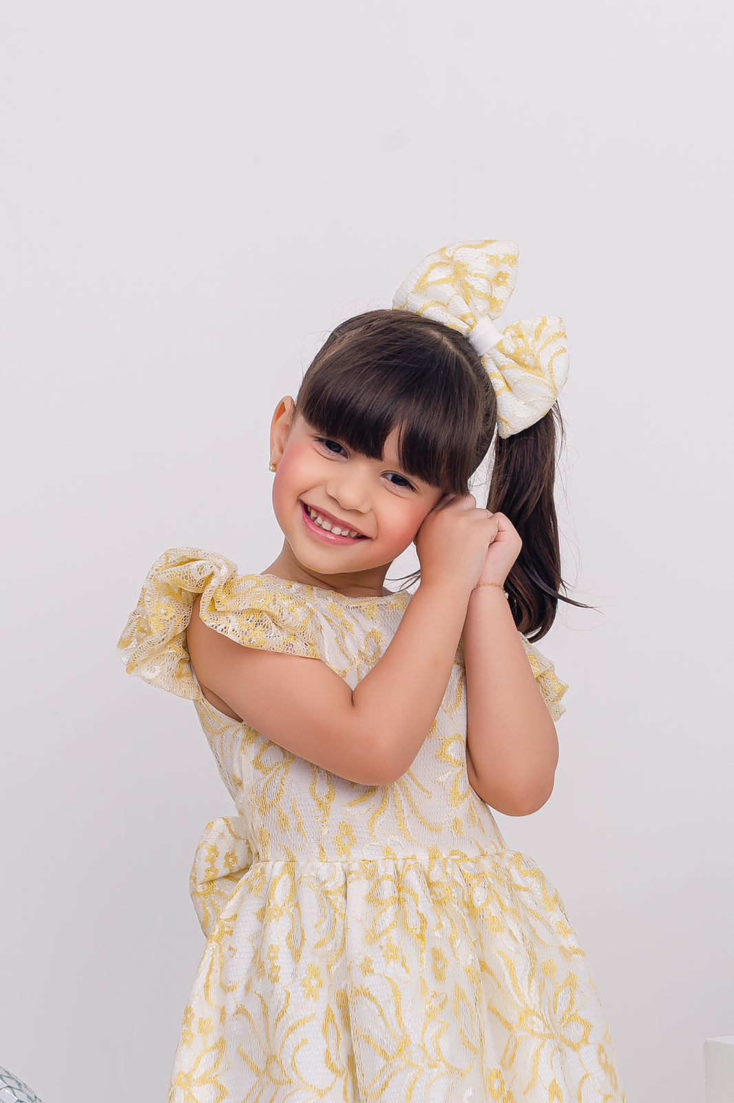 Vestido Luz de luxo infantil dourado aniversário daminha menina - Imagem 5