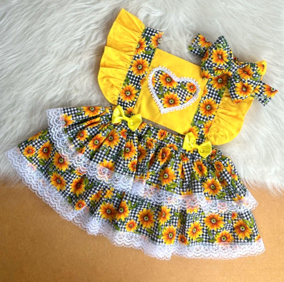 Romper Junino Girassol bebê São João